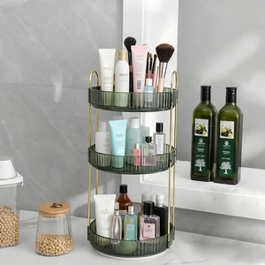 2/3 layer rotary cosmetic storage box - portable perfume skincare countertop storage rack-household storage and organizing tool