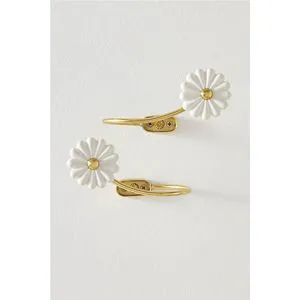 Modern Brass Finish Iron Flower Hook Wall Mounted Decorative Daisy Coat Hook Creative Hardware Entryway Wardrobe Organization