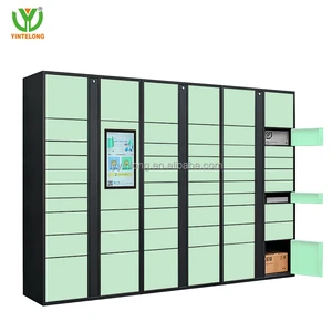 YinLong Customized Smart Parcel Box Metal Storage Locker Screen Face Recognition PIN Code RFID Assembled Intelligent Express