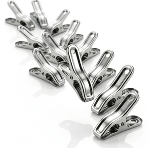 Heavy Duty 5.5cm Reinforced Stainless Steel Windproof Nail-Free Anti-Tilt Right-Angle Spring Metal Quilt Clips Laundry Pegs