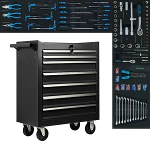 Maorong 7 Drawer Tool Box Roller Cabinet Tools Storage Organizer Tool Chest Cart