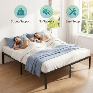 Wholesale High Quality Bedroom Quick Setup Oise-Free Sturdy Steel Slats Underbed Storage Full Size 12 Inch Platform Bed Frame