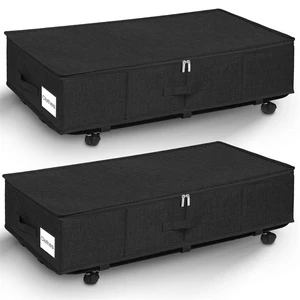 Under Bed Storage with Wheels Lid Metal Bottom Support Under the Bed Storage Containers Storage Drawer Organizer Bin for Clothes