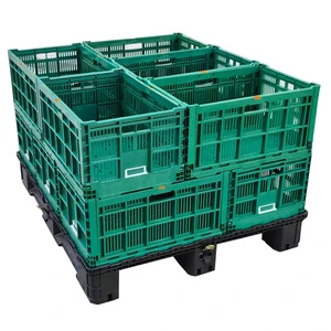 Turnover Moving Mesh Folding Stackable Nestable HDPE Storage Agriculture Egg Fruit And Vegetable Plastic Basket Crate