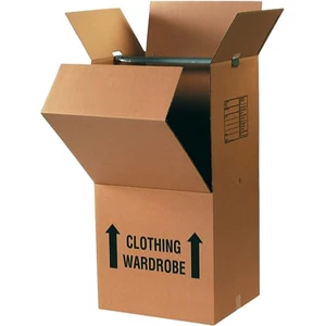 Reinforced DIY Moving Closet Carton Box With Hardware Includes Clothes Hanger Pole