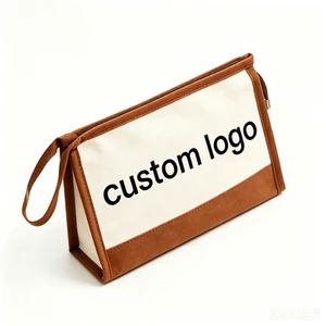 Wear Resistant Canvas Small Volume Zipper Makeup Bag Compact Daily Toiletry Storage Gym Beach Sustainable Portable Carry Pouch
