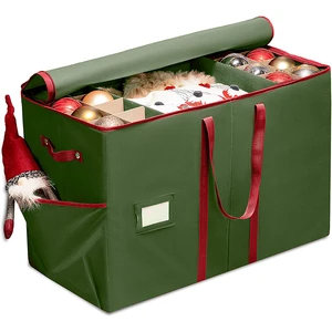 Custom Travel Large All-in-One Christmas Storage Box Durable Container for Ornaments Figurines Accessories with Carry Handle
