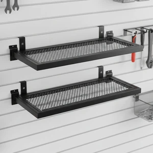 JH-Mech Shelves For Slatwall Wall Mount For Garage Workshop Stores Retail Hanging 23.6 X 11.8 Inch Powder Coated Slatwall Shelf