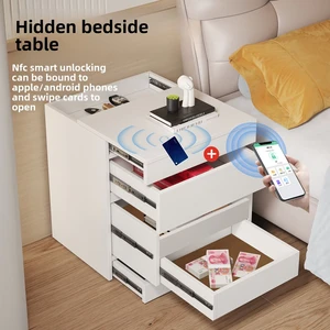 Solid Wood Modern Minimalist Hidden Bedside Table Anti-theft Safe Bedroom Furniture Multifunctional Hidden Storage Cabinet