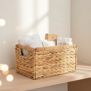 Woven Storage Baskets with Handle Organizer Decorative Boxes Wicker Baskets Water Hyacinth Baskets for Storage