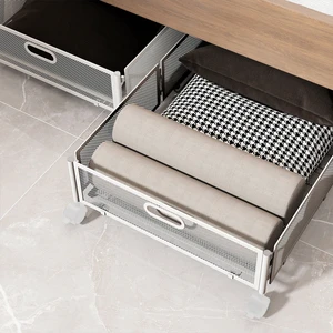 Bedroom Foldable Under Bed Storage Container Rolling Underbed Cart with Wheels for Shoe Clothes Sundries Organizer