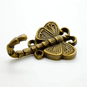 Brass Made Luxury Butterfly Shape Self-Adhesive Coat Hook Behind Entrance Door Creative Wall Hanging Decoration Coat Bag Hooks
