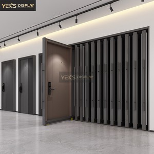 Yeks Customize Size Metal Push-Pull Sliding Wooden Door Sample Display Rack Cabinet