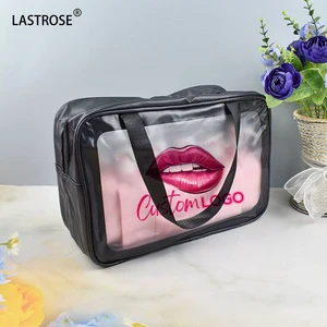 Private Label PVC Transparent PU Toilet Bag Storage Makeup Beauty Pouch Wash Bath Bag Cosmetic Large Capacity pink Travel Bag