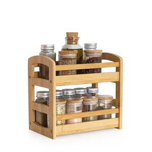 High Quality 2 Tier Bamboo Spice Storage Rack Organizer For Kitchen
