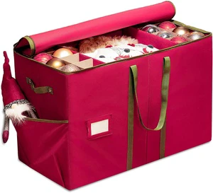 Foldable Waterproof Christmas Decoration Ball Ornaments Storage Box with Adjustable Dividers and Zipper Plastic Container