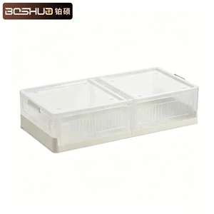 61L Multi-Use Clear Plastic Under Bed Storage Bins with Wheels Stackable Storage Drawers with Lids for Bedroom Closet Storage
