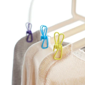DS4311 Multi-purpose Metal Wire Clip Windproof PVC Coating Clothespin Metal Peg Clips Clothes Pins Hanging Hooks Chip Clips