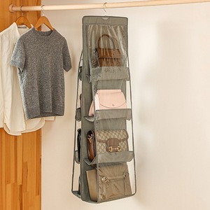 Multi-Layer Double-Sided Foldable Women Wardrobe Hanging Organize Supplies Dust Proof Bag Non-woven Handbag Storage Bag
