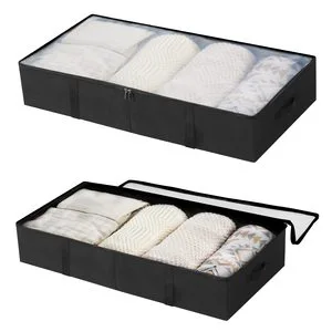 Modern Extra Large Under Bed Storage Box Foldable Flat Non Woven Quilt Bag Compartments for Living Room and Clothes Storage
