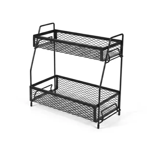 Sturdy Two-Tier Vertical Storage Rack, Multifunctional Organizer For Kitchen Seasonings And Bathroom Skincare Products