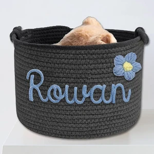 Custom Name Nursery Basket Modern Eco-Friendly Cotton Rope Storage Gift For Newborn Baby Personalized Circle Shape Flexible