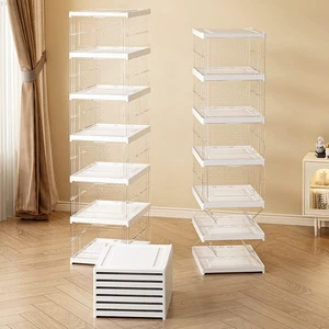 Modern Full-Transparent PP Injection-Molded Sustainable Shoe Cabinet Installation-Free Foldable Box Shoes Rack Dustproof