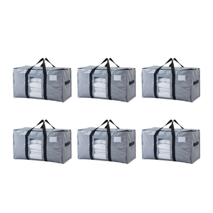 Jumbo Storage Bag With Visible Window Label Pocket Heavy Duty Moving Totes For Clothing Blankets Duvets Reusable PP Woven Bag