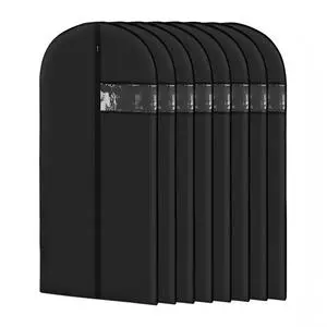 Non-Woven Fabric Eco-Friendly Black Garment Dust Bag with Transparent Window and Moisture-Proof Design for Wardrobe Suit Cover