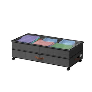 Under Bed Storage Box Household Storage Container With Wheels Tool-free Assembly Foldable Shoe Storage Box With Lid