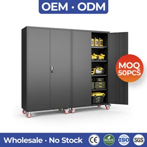 Office Storage Cabinet Metal Cupboard Vertical Wardrobes Steel Filing Cabinet Garage Heavy Duty Tool Cabinet With Wheel