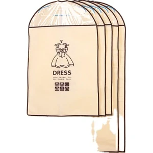 Home Travel Dust Cover Foldable Dress Clothes Suit Cover Protector Shopping Garment Storage Bag with PVC window