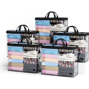 Waterproof PVC Single Storage Bag for Clothes Quilt Foldable Lightweight Large Capacity Transparent Zipper Clothing Organizer