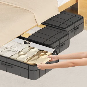 Large Modern Square Window Grid Cross-Border Foldable Under-Bed Storage Bag Home Organizer Box High Capacity Grid Patterned