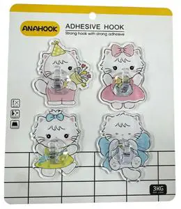 ANA 2026 Dongguan Customizable Creative Self-Adhesive Acrylic Cartoon Single-Layer Wall Hook, Suitable for Bathroom Storage