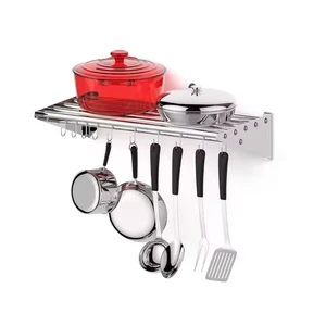 Hot Selling Commercial Stainless Steel Round Tube Wall Mounted Shelf Space Saving for Hotels and Restaurants Kitchen Storage