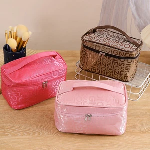 Hot selling Korean style portable square cosmetic bag letter cosmetic bag large capacity toiletry storage bag