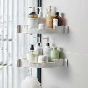 Wall-Mounted Plastic Corner Storage Shelf for Bathrooms