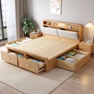 Customizable Solid Wood High Box Bed 1.8-meter Large Bedroom With Drawers And Dual Storage Bed