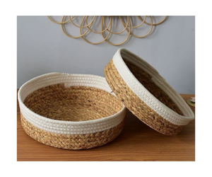 Best Selling Eco-friendly Handwoven Cube Storage Basket Water Hyacinth Material