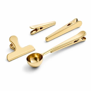 High Quality Stainless Steel Durable Food Bag Sealing Clip Kitchen Tool Cafe Accessories Fashionable Customizable Logo Silk