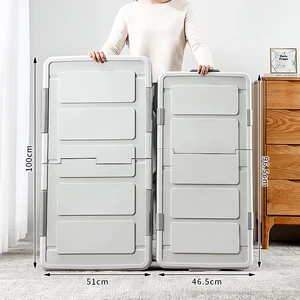 AU CAT YN8862 Stackable Bedroom Organizer Bed Bottom Plastic Storage Box Under Bed