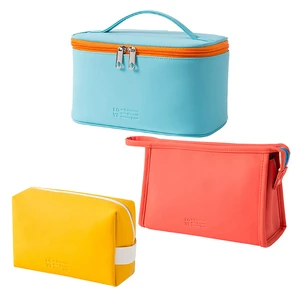 Wholesale Custom Logo PU Leather Washable 3 Water-resistant Toiletry Pouch Beauty Zipper Travel Set Organizer Cosmetic Bag