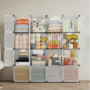 Customization Plastic Bookshelf 9 Cube Storage Organizer With Doors Bookcase Storage Display Rack