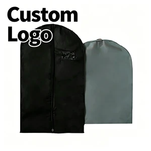 Custom Logo Non-woven Garment Bag Suit Cover Dustproof Zipper Clothing Storage Bag for Suits Dresses Coats Travel Wardrobe