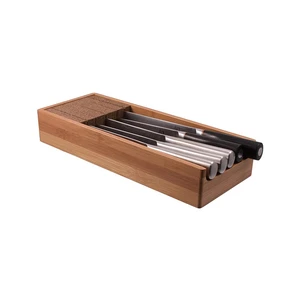 Bamboo In-Drawer Knife Organizer with Cork Slots, 15x6x2.5