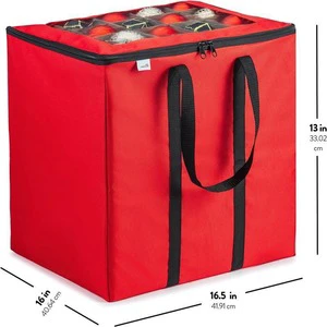 Christmas Decoration Storage Box with Lid, Non-woven Organizer, Can Hold 100 Pcs Christmas Balls, Holiday Ornament Storage Case