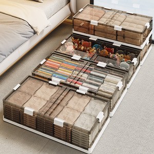 WANUO Rolling Under Bed Storage Bin Bedding Storage Bin Bedroom Storage Organizer Collapsible Closet Organizer with Wheels