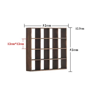 Wall Mounted Wooden Mountable 12/16 Compartments Holder Display Shelf, Wood Collection Wall Display Rack