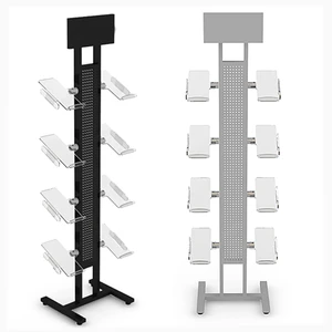 Custom Shoe Shop Floor Metal Commercial Shoe Display Rack Slanted Acrylic Shoe Holder Display